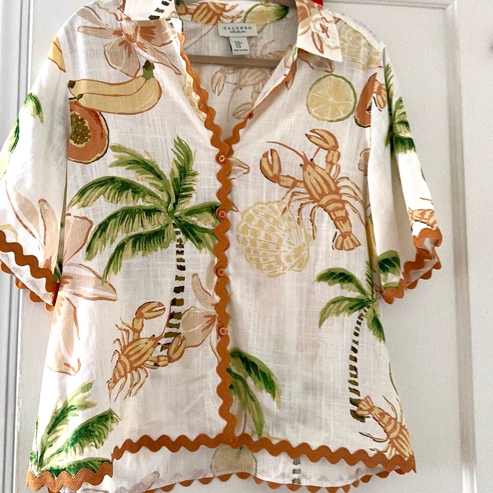 Calypso St Barth Tropical Print Shirt Coastal - Picture 3 of 13